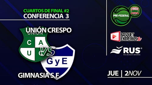 Torneo Pre Federal Masc. 2023 / Conferencia 3 – Cuartos de Final (Juego 2): Unión Crespo – Gimnasia